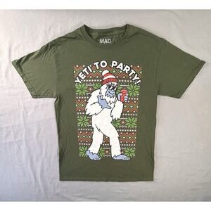 Mad Engine "Yeti to Party" Christmas Themed Graphic Shirt Men's Small
